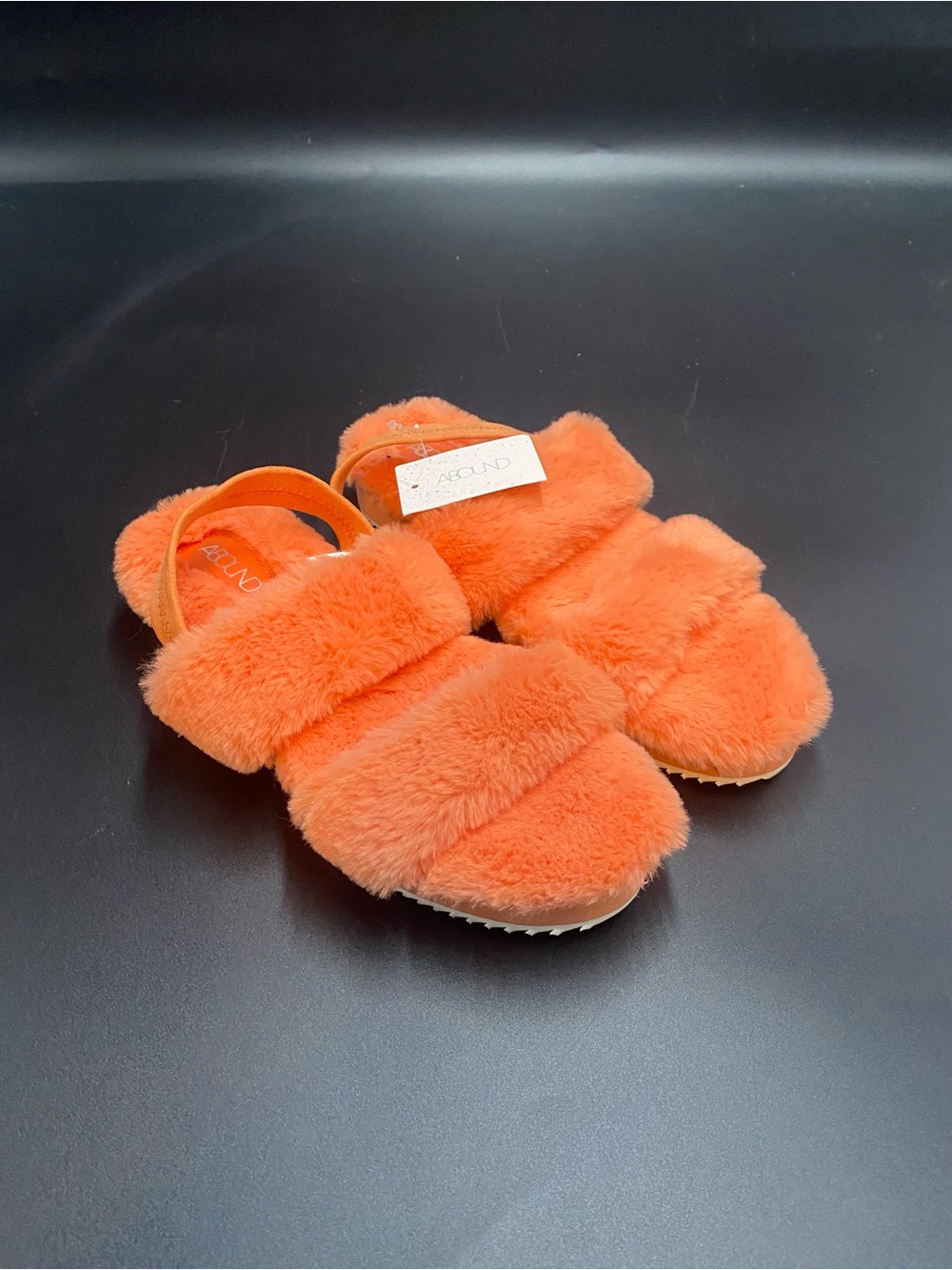 Abound Orange Fuzzy Slide Sandals